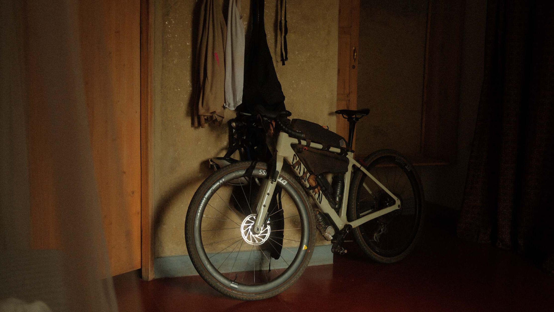 Two Canyon bikes loaded with various bikepacking bags including seat packs, frame bags, and handlebar storage, prepared for long-distance touring and overnight trips.